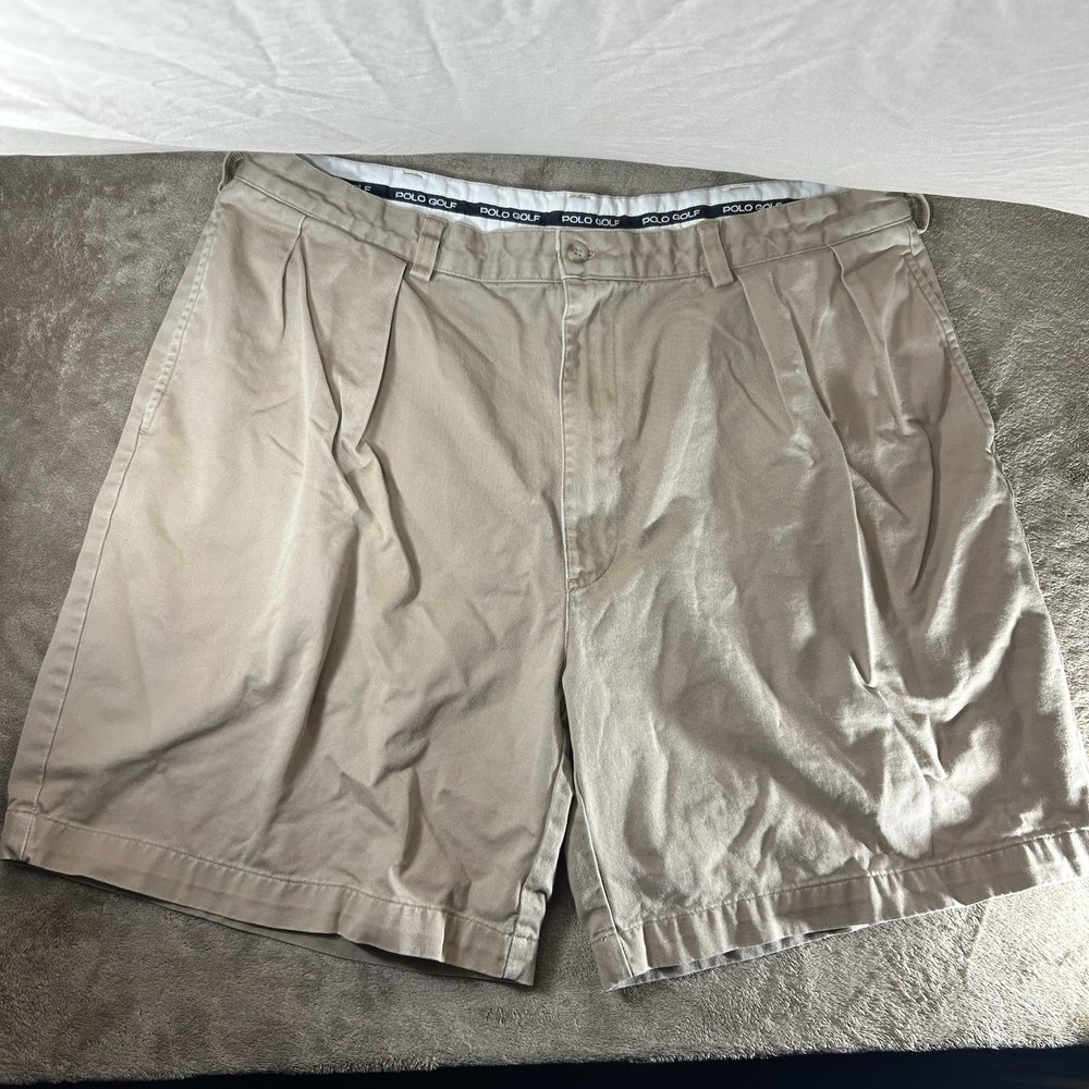 Polo Golf Ralph Lauren Men's Khaki Chino Shorts Pleated Front 100% Cotton Size M